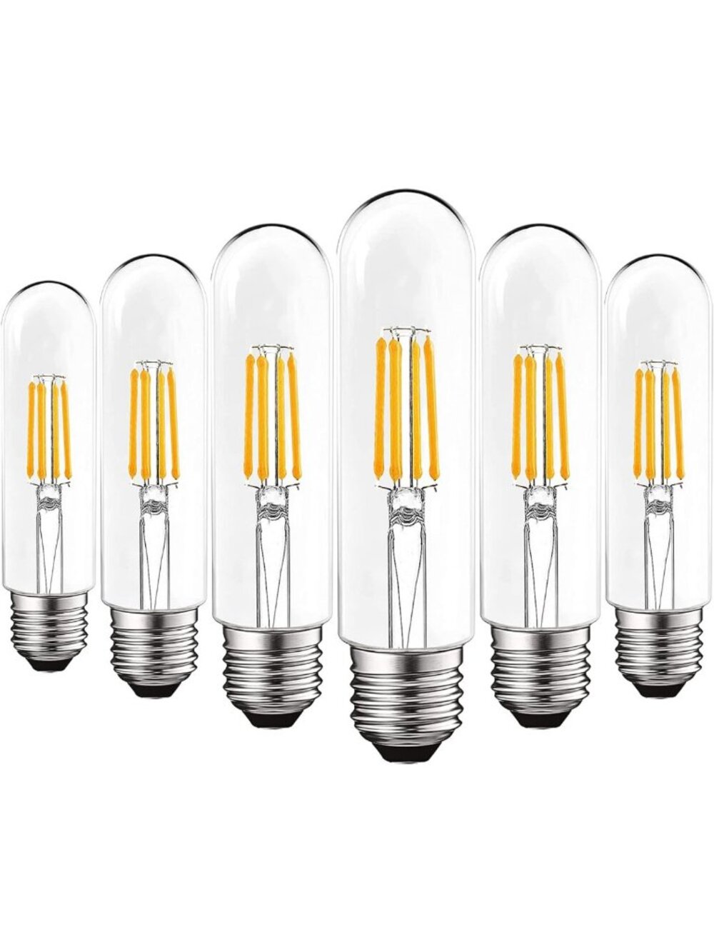 Energy-Efficient T10 LED Bulbs, 5W=60W, 500 Lumens, Soft White 3000K, 6 Pack